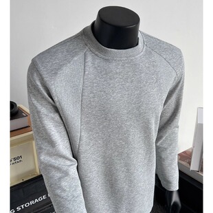 STA GTAL 浅灰美式重磅长袖t恤男秋季boxy版型圆领卫衣内搭打底衫