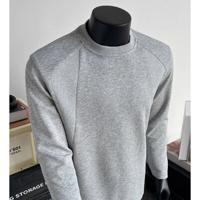 STA GTAL 浅灰美式重磅长袖t恤男秋季boxy版型圆领卫衣内搭打底衫