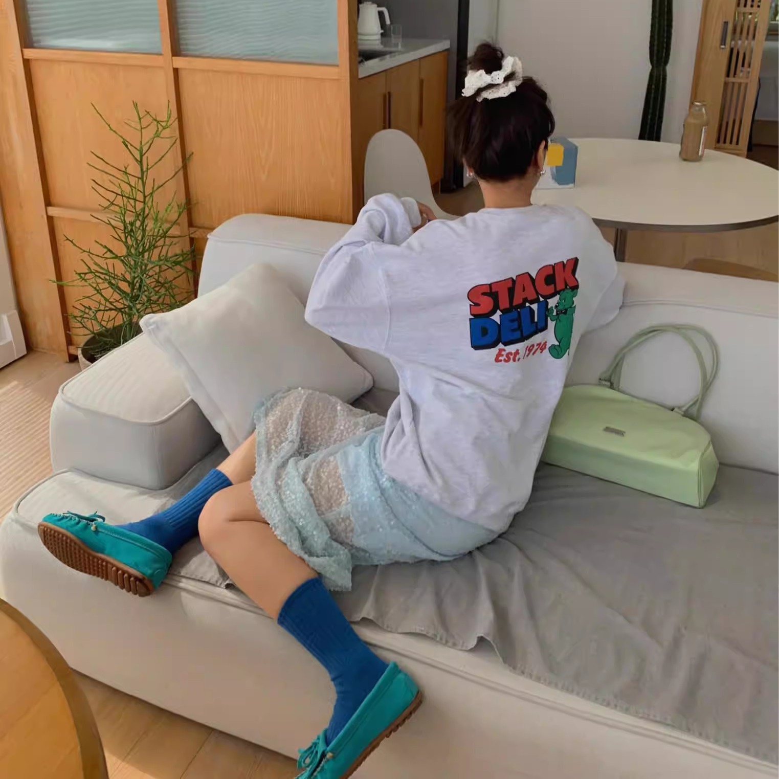 凡他姨【韩女的松弛】秋冬加绒加厚圆领卫衣舒服婴儿绒内里长袖