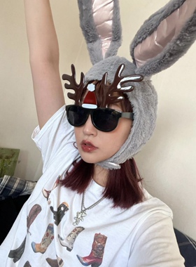 凡他姨【靴子图鉴】自制男女同款个性复古印花T恤宽松纯棉韩版ins