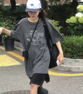 上衣女ins慵懒百搭 凡他姨 随性韩女 夏季 显瘦T恤纯棉圆领短袖