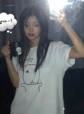 凡他姨【ganadi来袭】韩国ins超火的表情包小狗印花T恤纯棉短袖