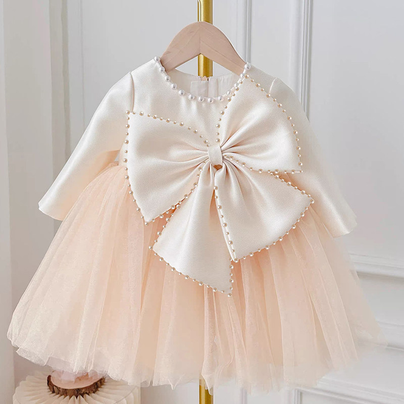 儿童礼服女宝周岁生日公主裙重工珍珠韩版蝴蝶结长袖蓬蓬裙小花童,童装/婴儿装/亲子装,儿童礼服,淘宝优惠券,粉丝福利购,淘宝优惠卷