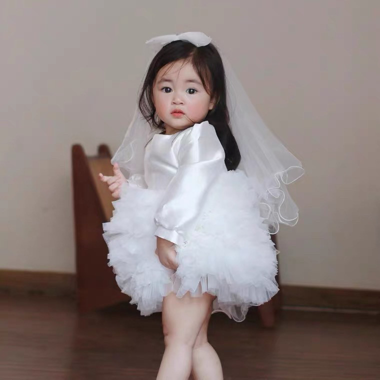 花童礼服小女孩抓周婴儿礼服图片
