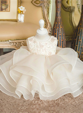 儿童公主裙女童蓬蓬纱裙花童礼服周岁生日走秀钢琴晚礼服春秋新款