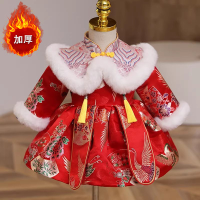 中式唐装一周岁礼服红色拜年服