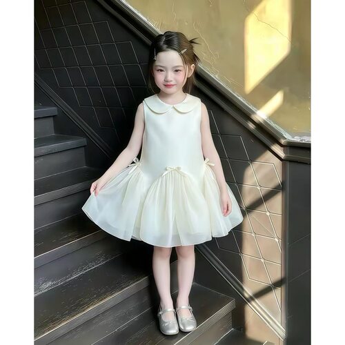 女童秋季白色公主生日礼服裙