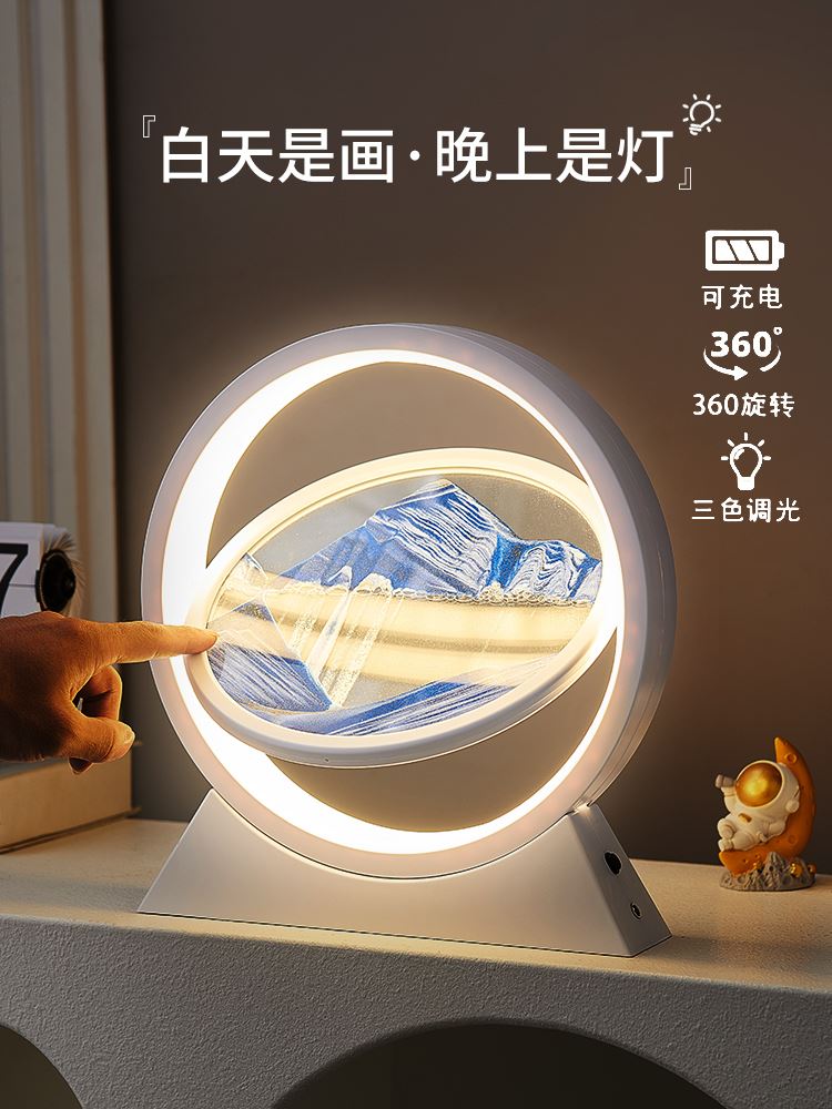 3d立体流沙画沙漏摆件动态创意小夜灯客厅卧室玄关家居装饰品礼物图片