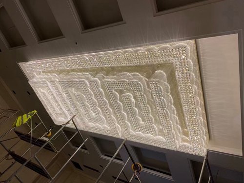 酒店装饰水晶灯宴会厅大堂吸顶灯宾馆售楼部珠宝店长方形工程灯具