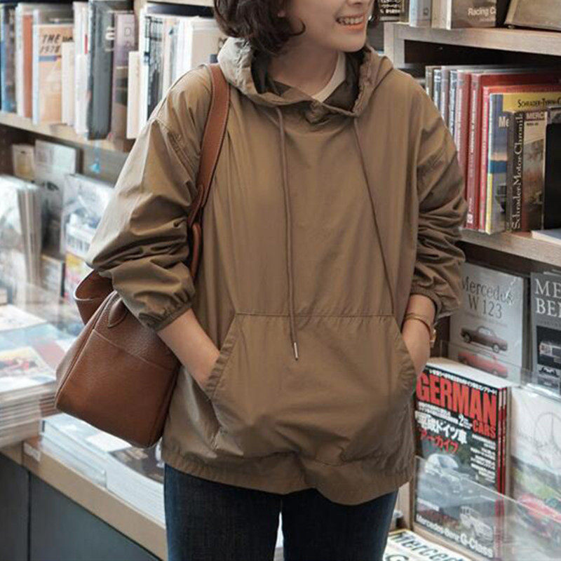 女士短外套2022春季新款连帽韩版宽松棒球服百搭工装卫衣套头夹克