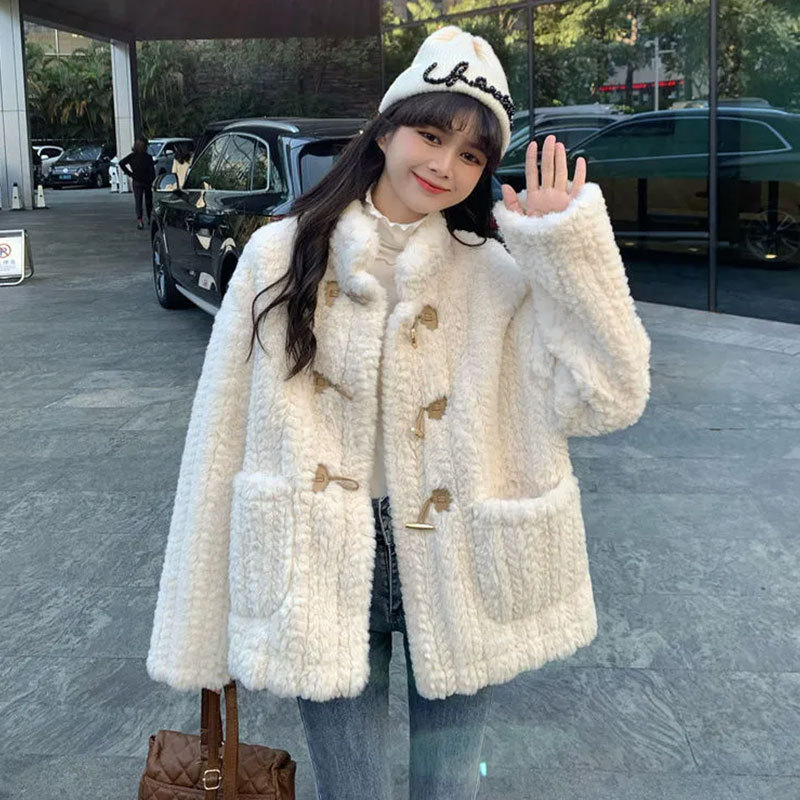 羊羔绒外套女秋冬季2024新款韩系高级感冬天宽松加厚保暖棉衣