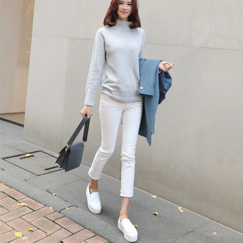 白色牛仔裤女宽松直筒九分裤2024秋季新款韩版弹力高腰显瘦八分裤,女装/女士精品,牛仔裤,淘宝优惠券,粉丝福利购,淘宝优惠卷