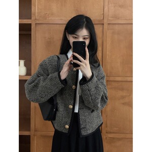 新款宽松小香风复古夹克大码胖mm早秋长袖女法式气质洋气高级感上