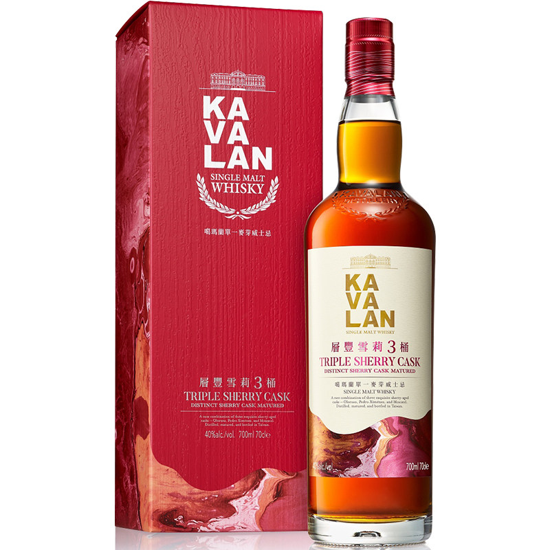 台湾噶玛兰层丰雪莉3桶雪莉桶 kavalan单一麦芽威士忌700ml瓶装