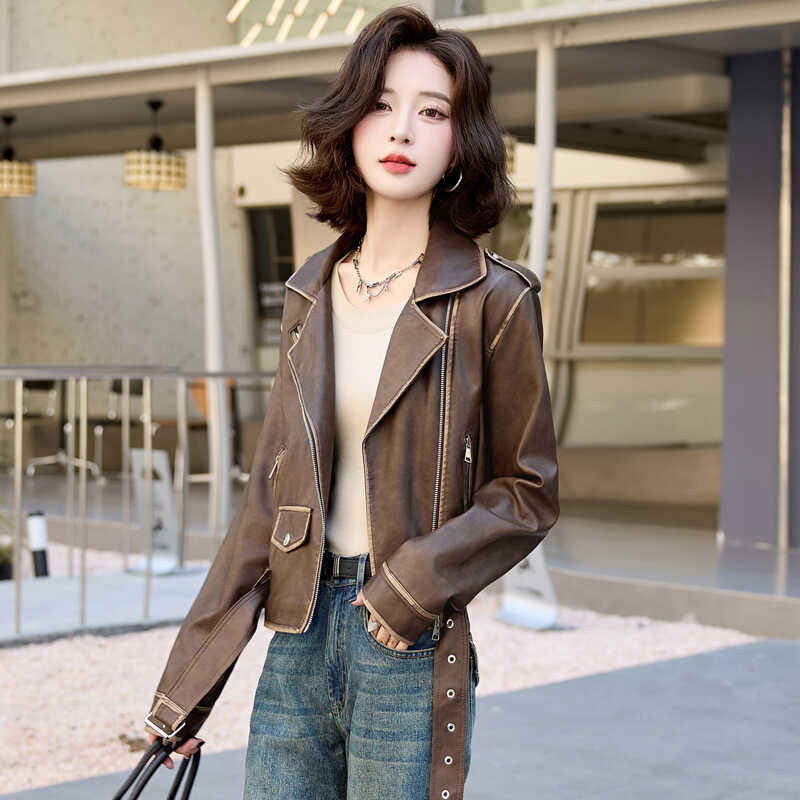 海宁真皮皮衣女短款绵羊皮外套