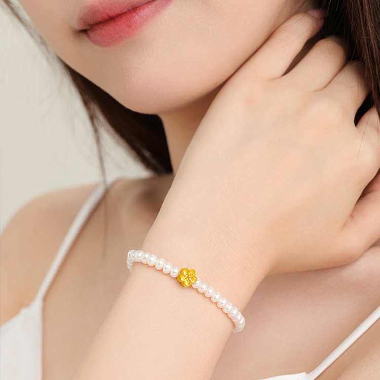 新款小桃花黄金珍珠手链淡水珠女3D硬金樱花朵手串送女友生日礼物,饰品/流行首饰/时尚饰品新,手链,淘宝优惠券,粉丝福利购,淘宝优惠卷