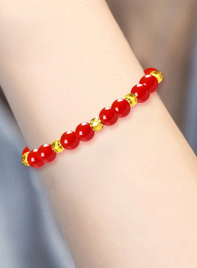 黄金转运珠手链天然石榴石手串珠女士2025新款手饰生日礼物送女友