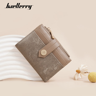 2025新款女士短款钱包baellerry时尚多卡位拉链零钱包ins撞色卡包