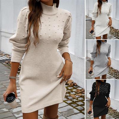 优雅高领包臀毛衣连衣裙 High neck hip hugging sweater dress