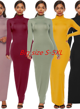 Sexy Women Dress Autumn Slim Long Sleeve Bodycon Dress S-5XL