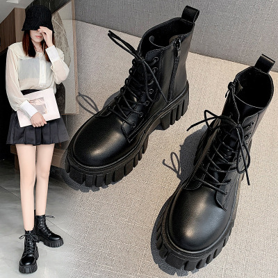 Thick soled lace up Martin boots midsole boots厚底系带马丁靴