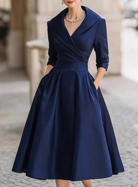 Elegant long sleeved dress with temperament 气质收腰优雅长裙