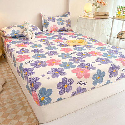 Bed sheet pillowcase bedding 花卉床笠枕套床上用品罩床保护套