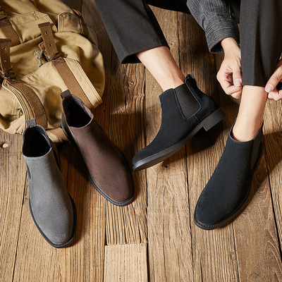 Men suede mid top short boots Chelsea 翻毛中帮反绒皮短靴男鞋