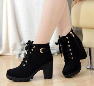 high boot heels shoe girl shoes women Martin leather boots