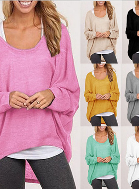 Loose T-shirt women's causal long sleeves pullover shirts