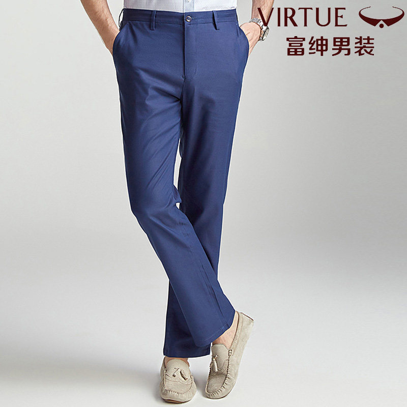 富绅夏季薄款男士休闲裤宽松直筒百搭蓝色裤子男中年微弹休闲西裤在类目 男装, 休闲裤中 - 来自Buy2taobao.com提供专业的淘宝代购服务