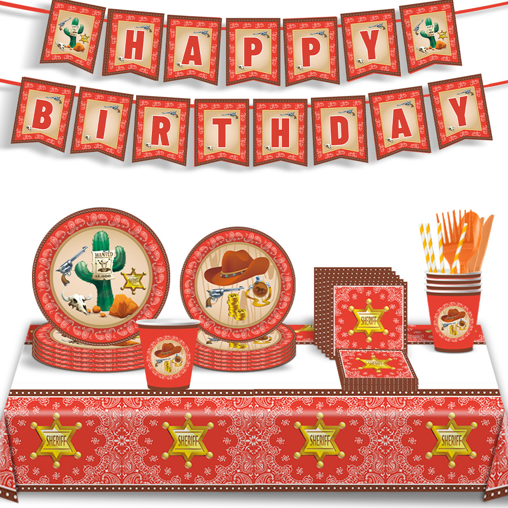 西部牛仔主题派对装扮用品纸盘 Sheriff Birthday Paper Plates