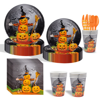 Halloween Party Supplies Tableware Set万圣节派对餐具布置用品