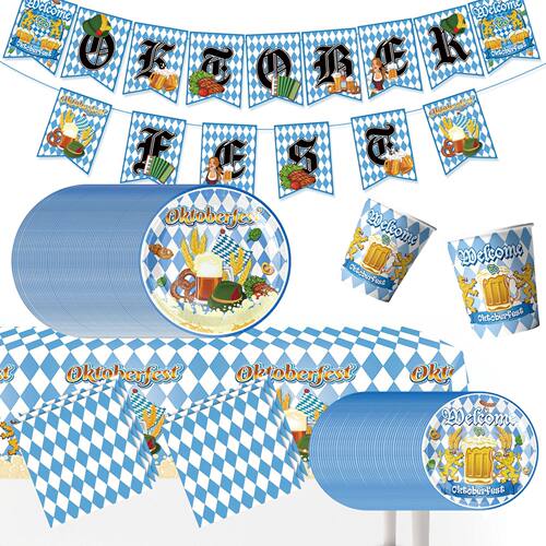 慕尼黑啤酒节派对装扮用品纸盘桌布 Oktoberfest Party Supplies