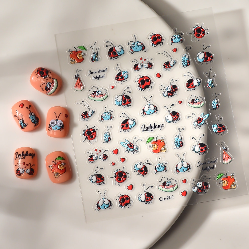 七星瓢虫浮雕美甲贴纸手帐贴 Ladybugs 5D Nail Stickers Decals
