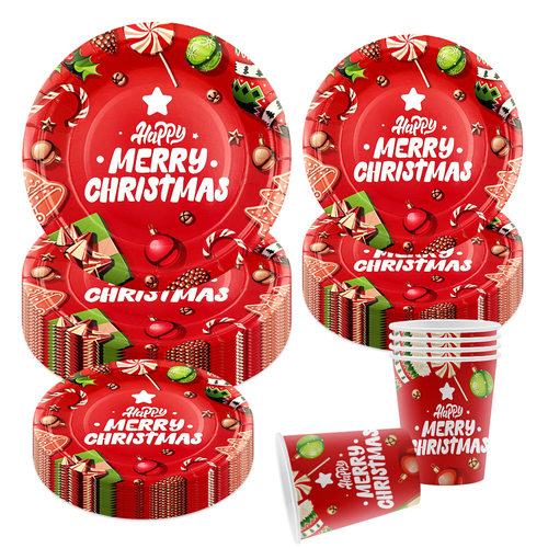 Christmas Party Supplies Paper Plates 圣诞节派对一次性餐具