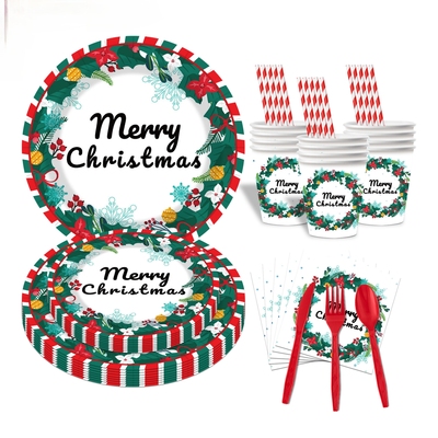 Christmas Party Supplies Tableware Set圣诞节派对用品装饰餐具