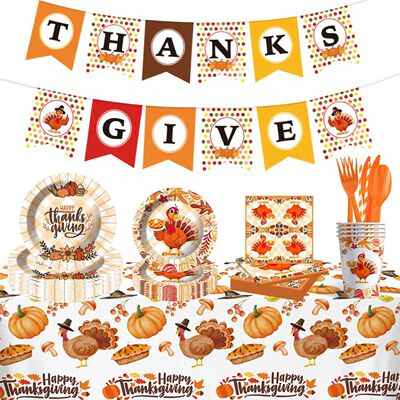 Thanksgiving Party Supplies Tableware 火鸡南瓜感恩节派对用品