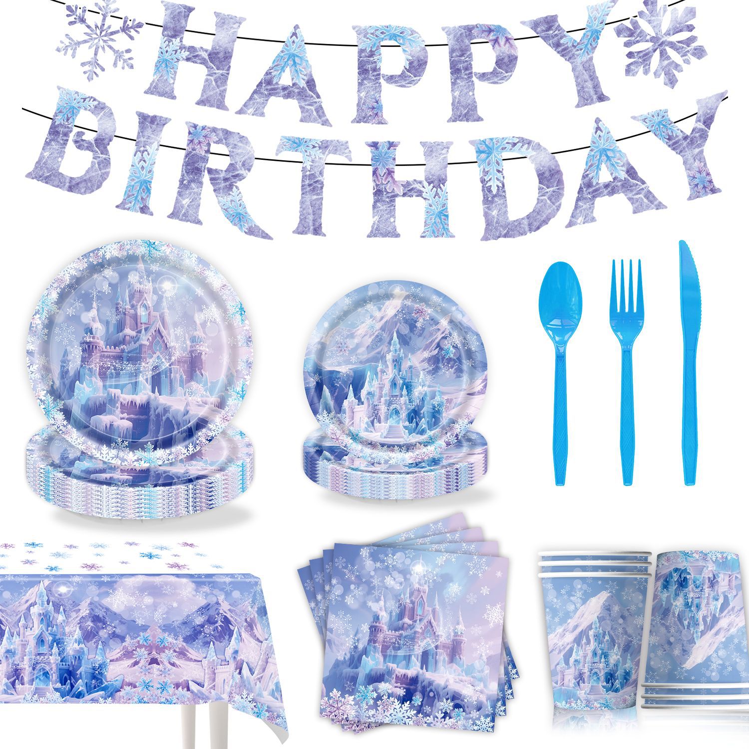 冬季城堡圣诞节生日派对装扮用品纸盘 Christmas Party Supplies