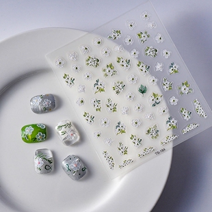 White Flower 5D Nail Art Stickers 白色花朵浮雕美甲贴纸手帐贴