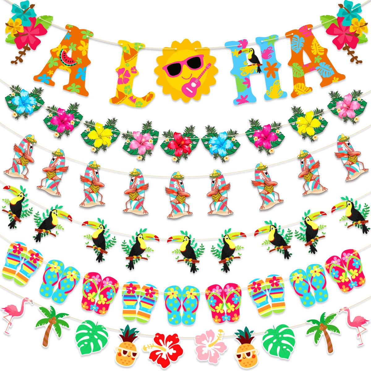 夏威夷主题拉旗派对节日装扮用品Hawaii Birthday Party Supplies