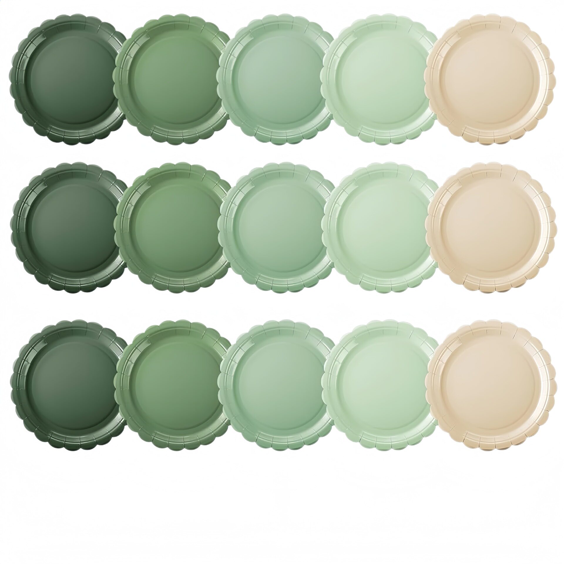 绿色系派对用品花边纸盘纸巾 Green Paper Plates Party Supplies