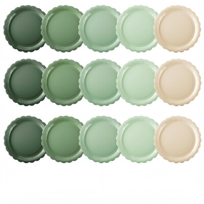 绿色系派对用品花边纸盘纸巾 Green Paper Plates Party Supplies