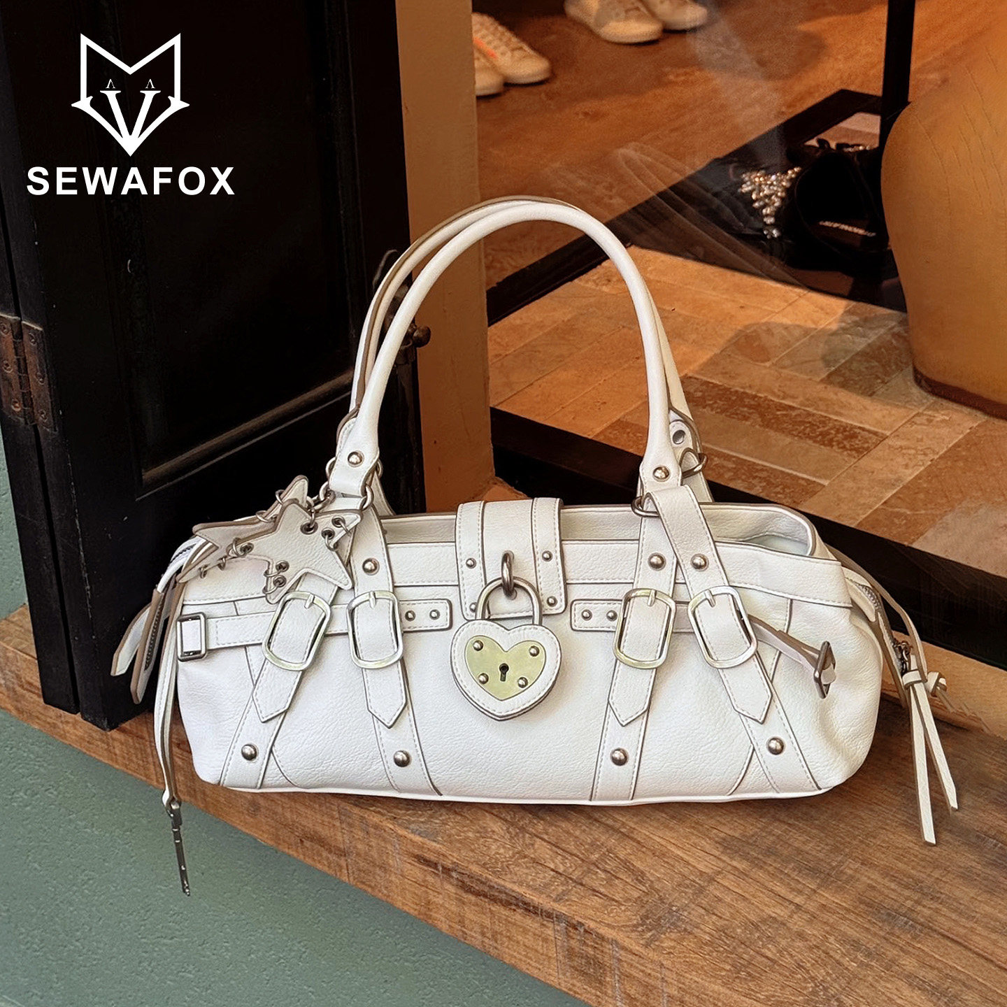 SEWAHU小众设计金属扣单肩腋下包