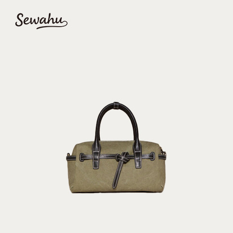 帆布包女款2026新款上班通勤高级感女斜挎包简约百搭保龄球包女包