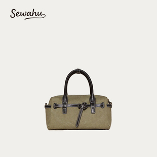 帆布包女款2026新款上班通勤高级感女斜挎包简约百搭保龄球包女包