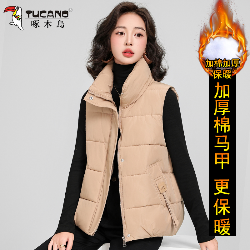 啄木鸟棉马甲女士秋冬季新款2025外穿洋气妈妈时尚背心坎肩外套女