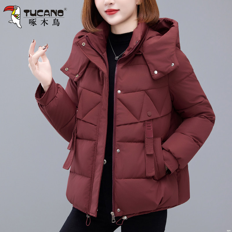 啄木鸟棉衣女款2025冬季新款妈妈加厚保暖棉服女士洋气小棉袄外套