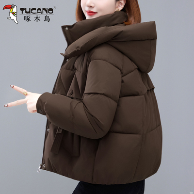 啄木鸟短款棉衣女款2025冬季新款妈妈加厚保暖棉服女士洋气小棉袄