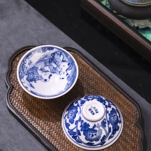 景德镇官方陶瓷高温青花瓷家用好看斗笠杯中式中国风高档品茗杯